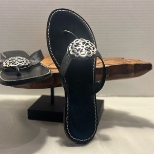 Brighton Alice Black Buffalo Leather Sandals